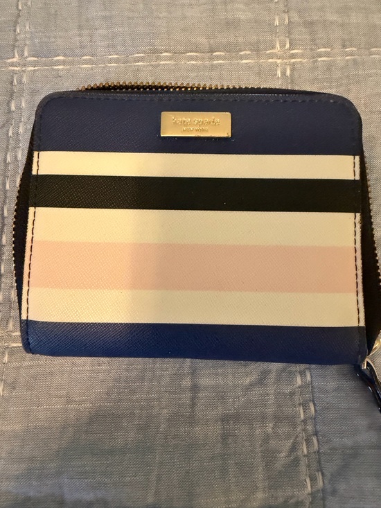 kate spade Handbags - kate spade navy, black, white & blush striped zip wallet